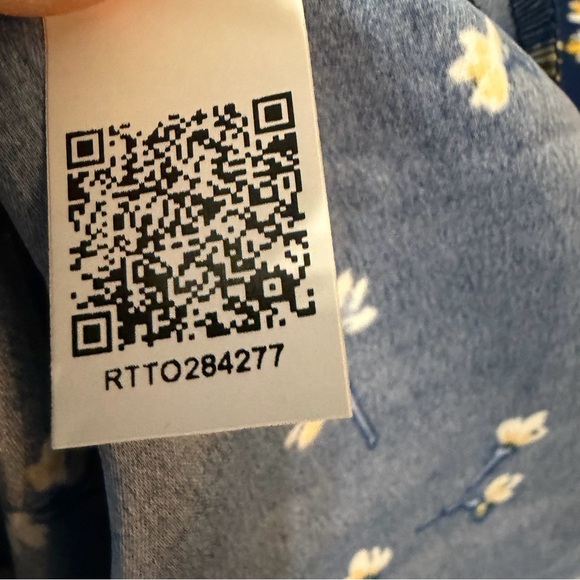 Tommy Hilfiger Ruffle Hem Flutter Sleeve Floral Print Shift Dress Navy Blue Sz M - Picture 16 of 16